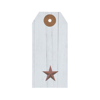 Faceted Barn Star Barnwood Paper Tag Barn Red 3.75x1.75 w/ Twine Set of 50 - The Fox Decor