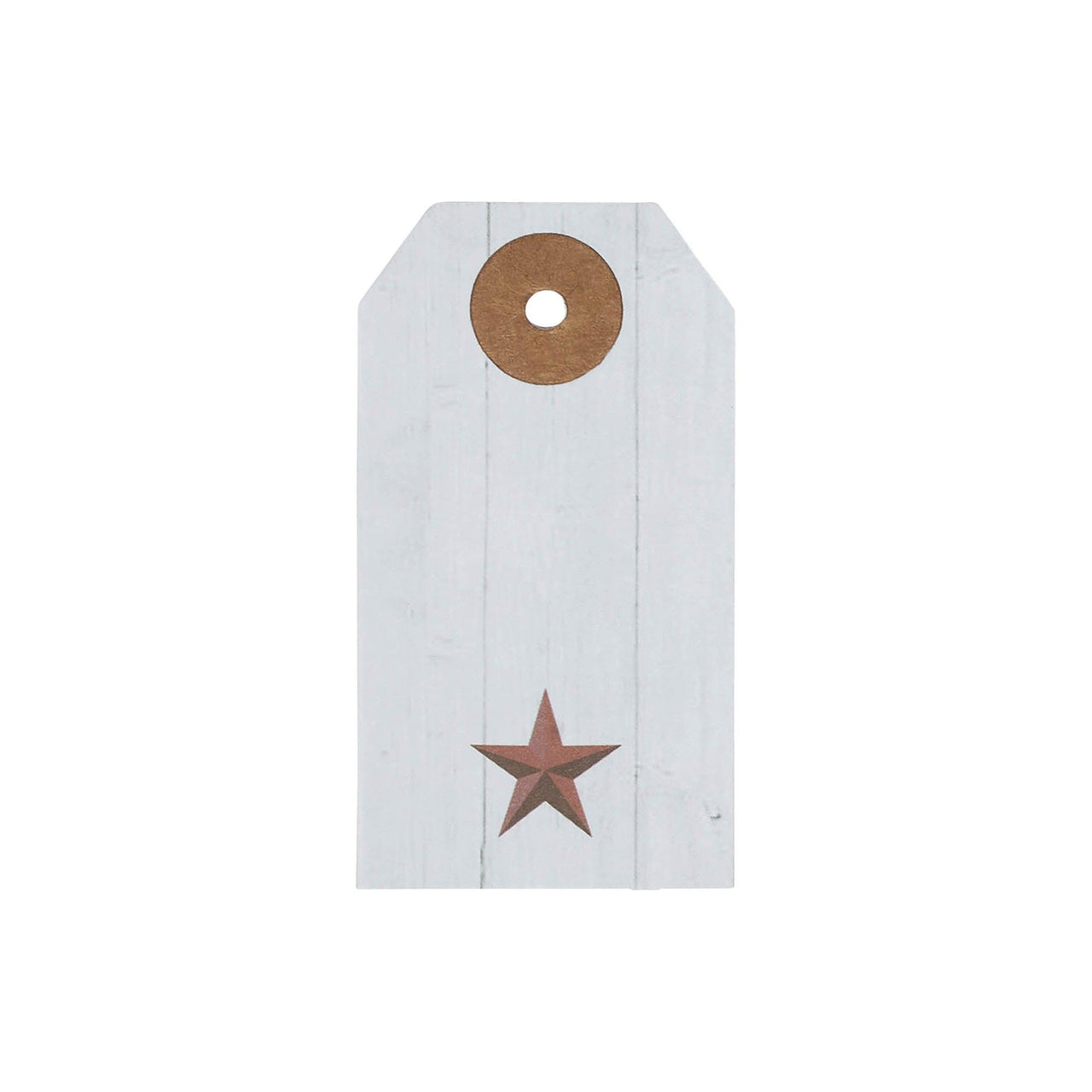 Faceted Barn Star Barnwood Paper Tag Barn Red 2.75x1.5 w/ Twine Set of 50 - The Fox Decor