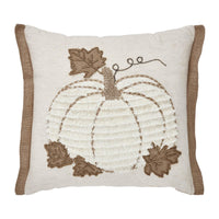 Embroidered Pumpkin Jute Flange Pillow 18x18 - The Fox Decor