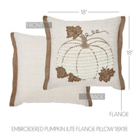 Embroidered Pumpkin Jute Flange Pillow 18x18 - The Fox Decor