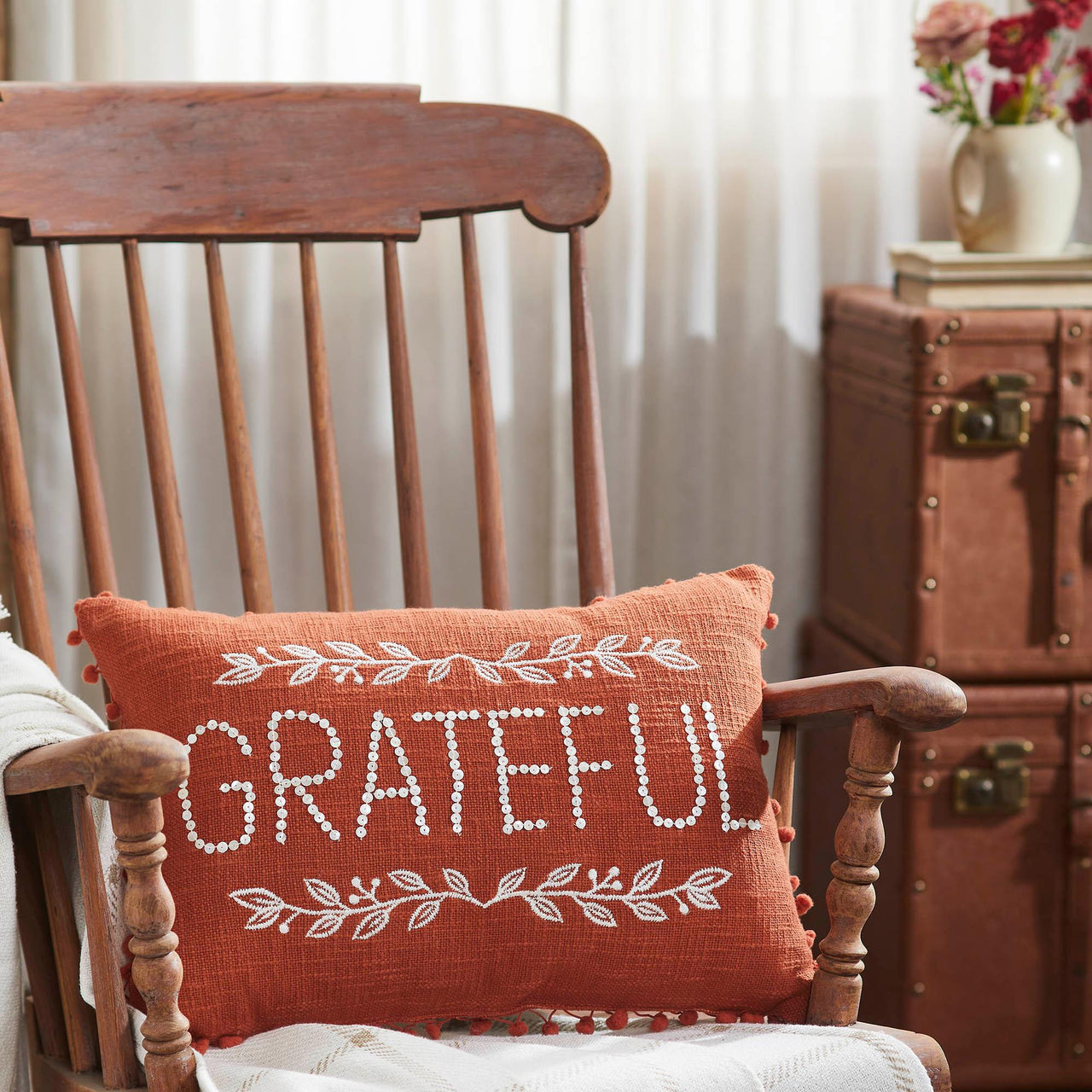Grateful Pom Pom Pillow 14x20 - The Fox Decor