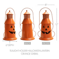 Tealight Holder Halloween Lantern Orange 12x8x6 - The Fox Decor