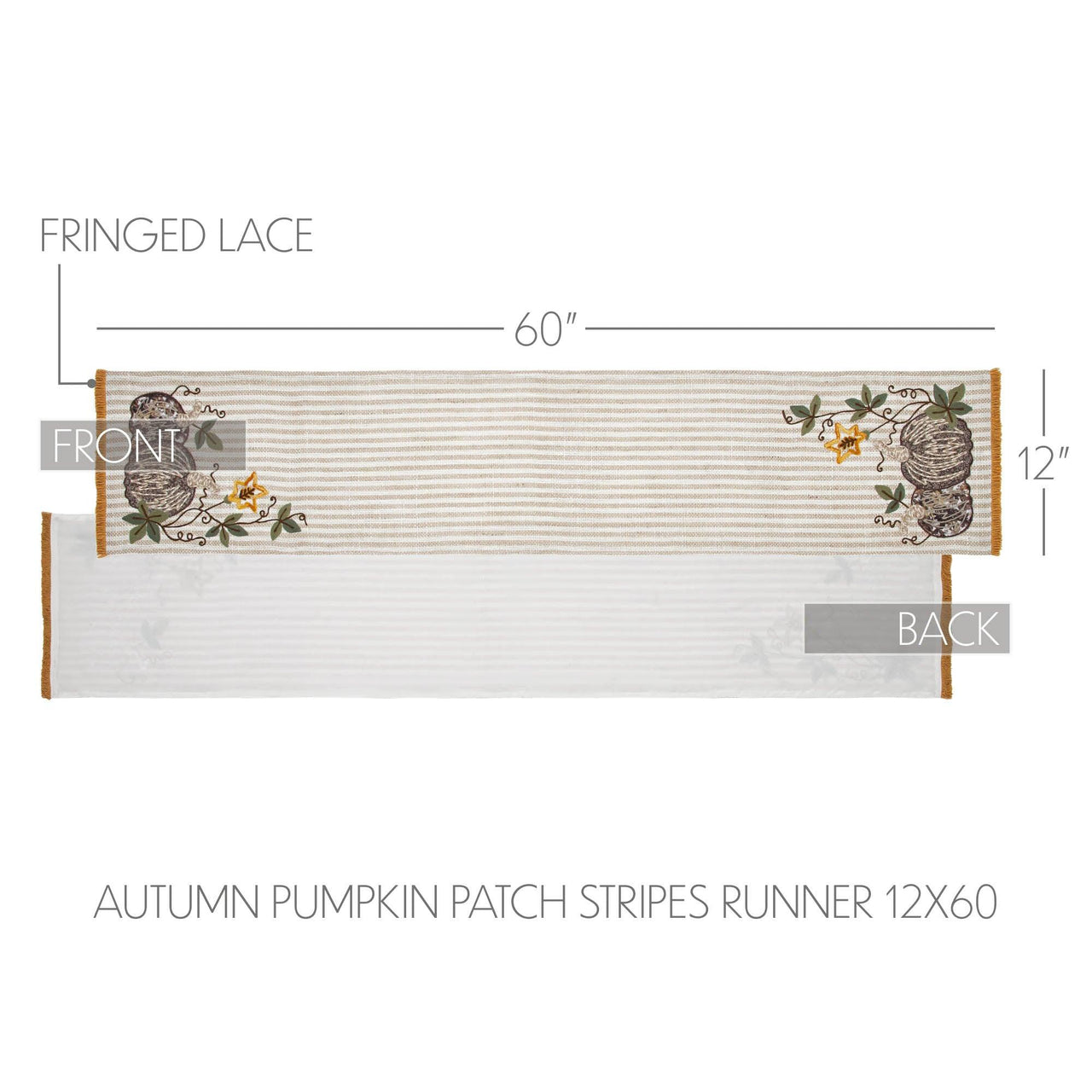 Autumn Pumpkin Patch Stripes Runner 12x60 - The Fox Decor