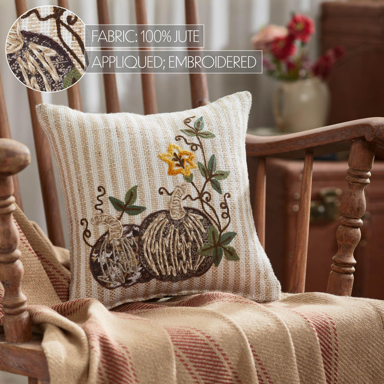 Autumn Pumpkin Patch Stripes Pillow 12x12 - The Fox Decor