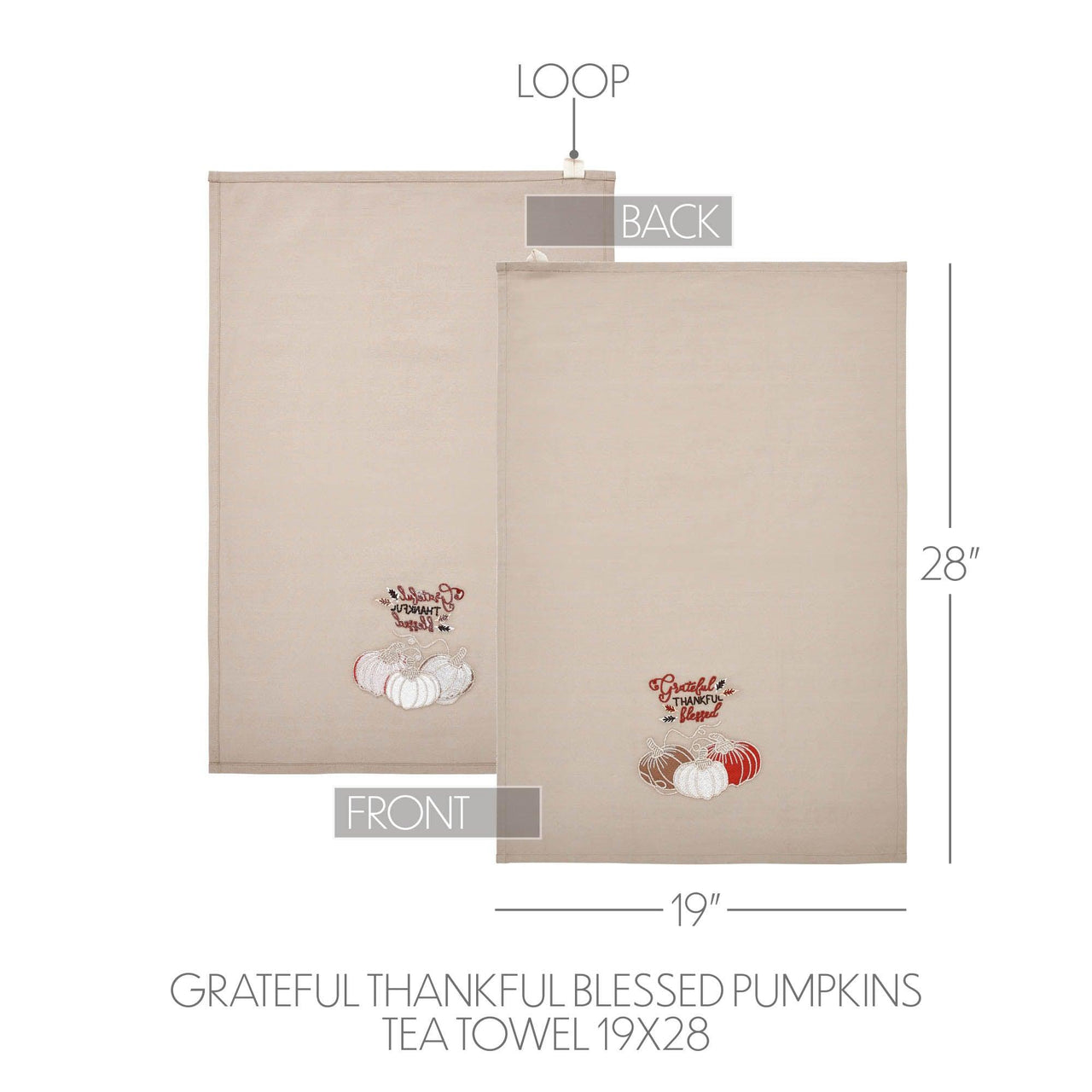 Grateful Thankful Blessed Pumpkins Tea Towel 19x28 - The Fox Decor