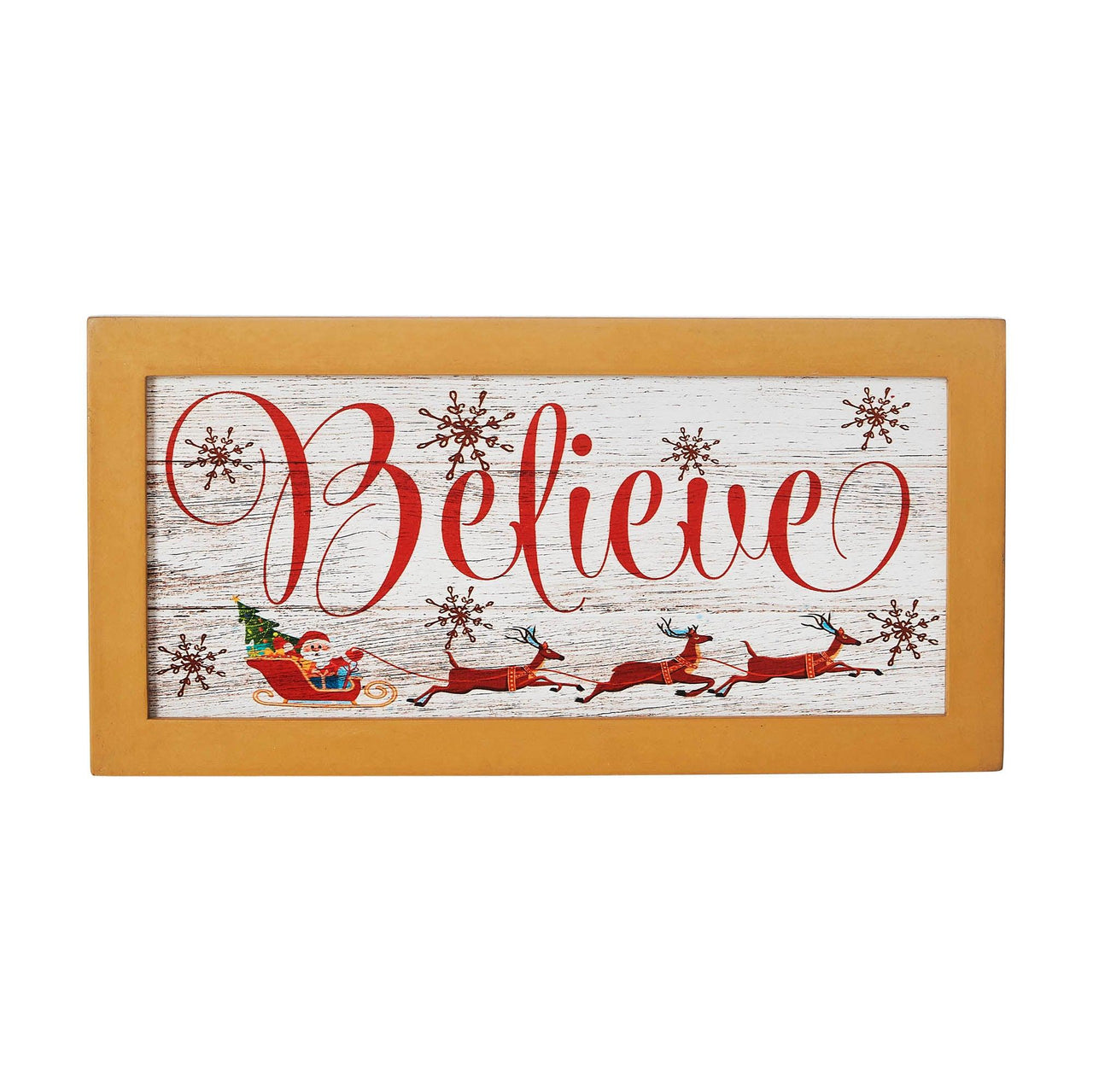 Believe Santa Sleigh Framed Wall Hanging Sign 6x12 VHC Brands - The Fox Decor
