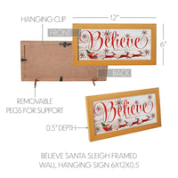 Believe Santa Sleigh Framed Wall Hanging Sign 6x12 VHC Brands - The Fox Decor