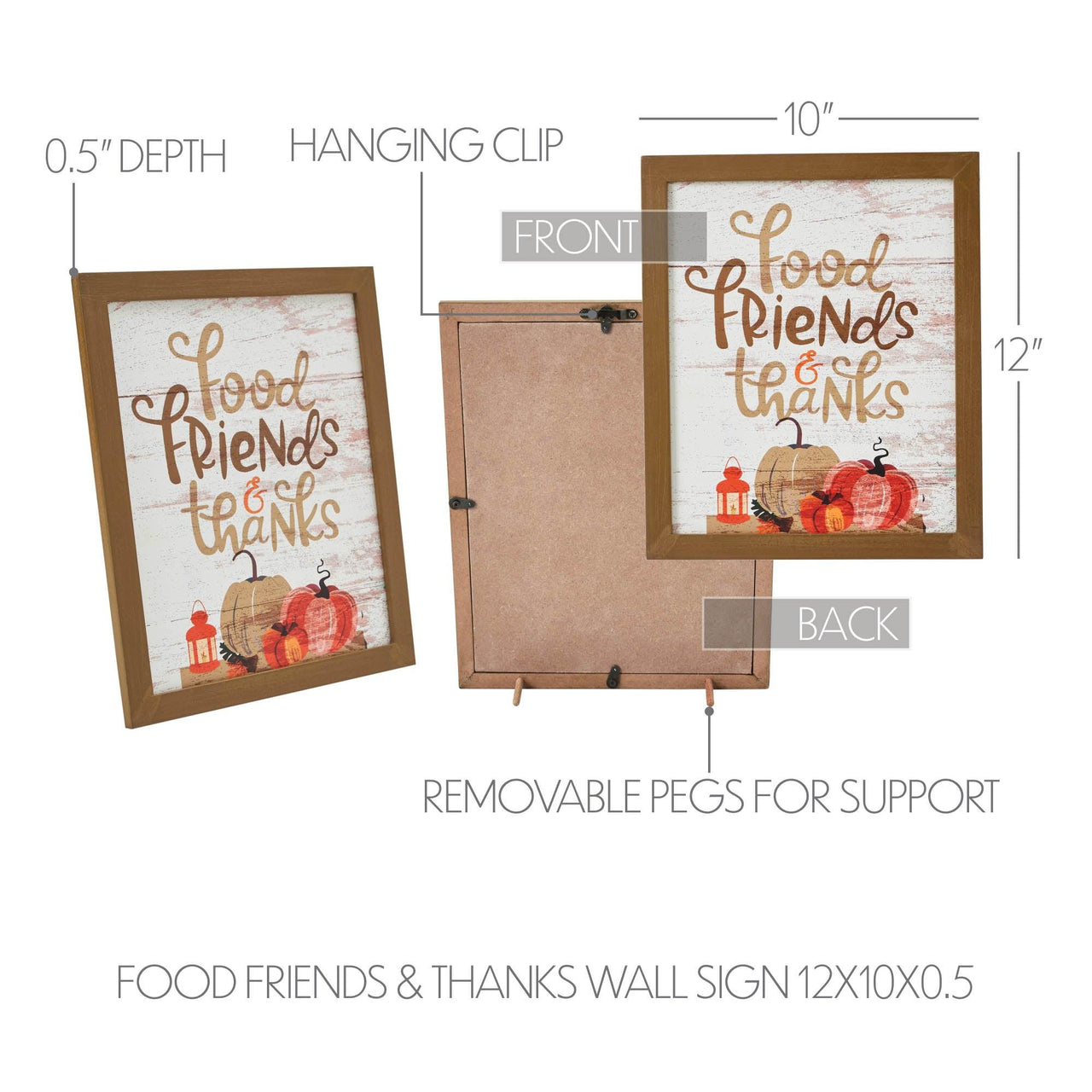 Food Friends & Thanks Wall Sign 12x10 - The Fox Decor