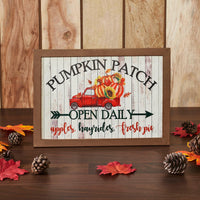 Shiplap Pumpkin Patch Red Truck Wall Sign 10x14 - The Fox Decor