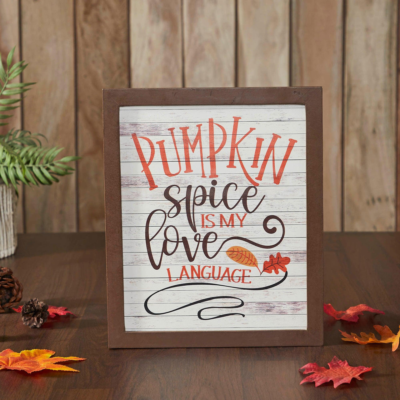 Shiplap Pumpkin Spice Is My Language Wall Sign 12x10 - The Fox Decor