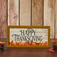 Shiplap Happy Thanksgiving Fall Leaves Wall Sign 8x16 - The Fox Decor