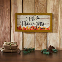 Shiplap Happy Thanksgiving Fall Leaves Wall Sign 8x16 - The Fox Decor
