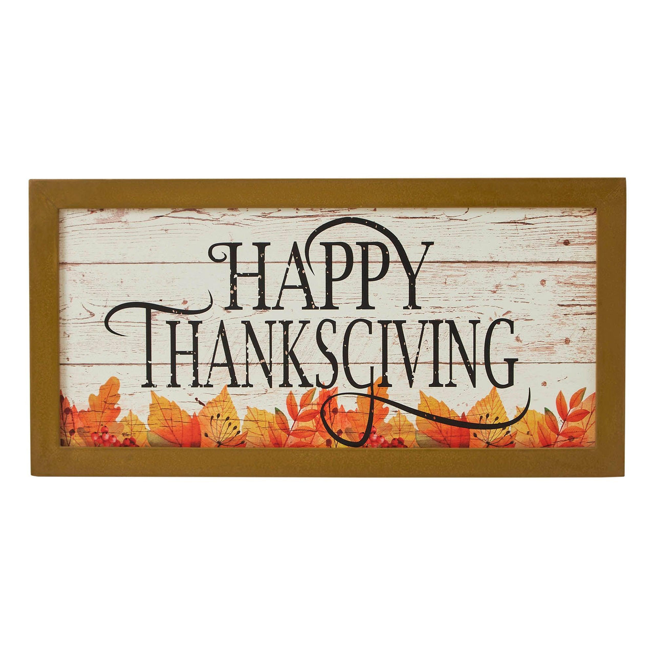 Shiplap Happy Thanksgiving Fall Leaves Wall Sign 8x16 - The Fox Decor