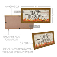 Shiplap Happy Thanksgiving Fall Leaves Wall Sign 8x16 - The Fox Decor