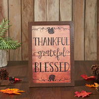Shiplap Natural Thankful Grateful Blessed Wall Sign 13x9 - The Fox Decor