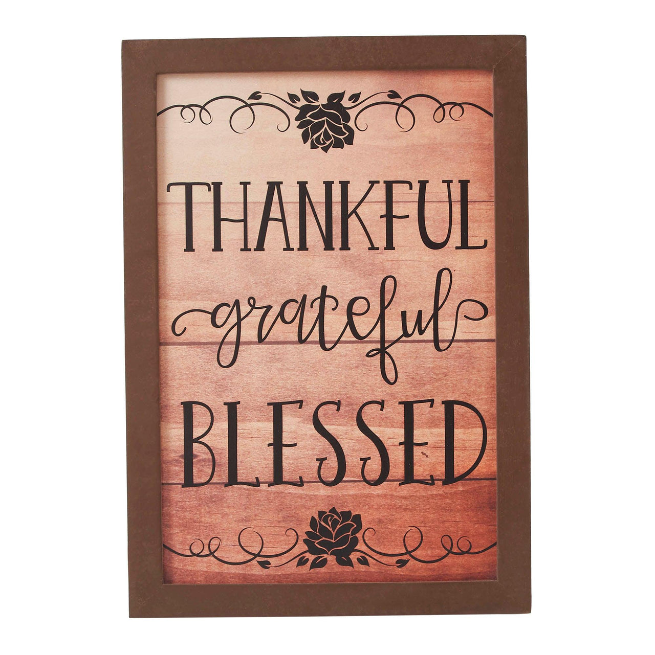Shiplap Natural Thankful Grateful Blessed Wall Sign 13x9 - The Fox Decor