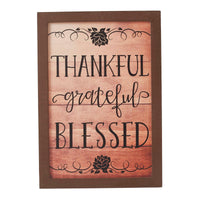 Shiplap Natural Thankful Grateful Blessed Wall Sign 13x9 - The Fox Decor