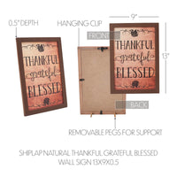 Shiplap Natural Thankful Grateful Blessed Wall Sign 13x9 - The Fox Decor