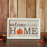 Welcome To Our Home Pumpkin Wall Sign 10x16 - The Fox Decor