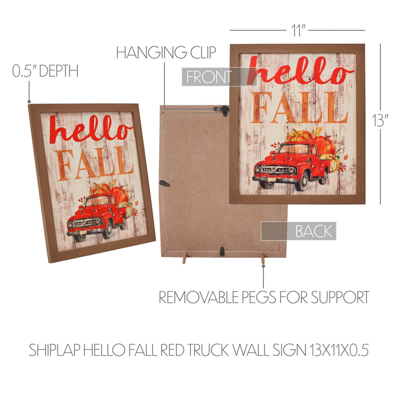 Shiplap Hello Fall Red Truck Wall Sign 13x11 VHC Brands - The Fox Decor