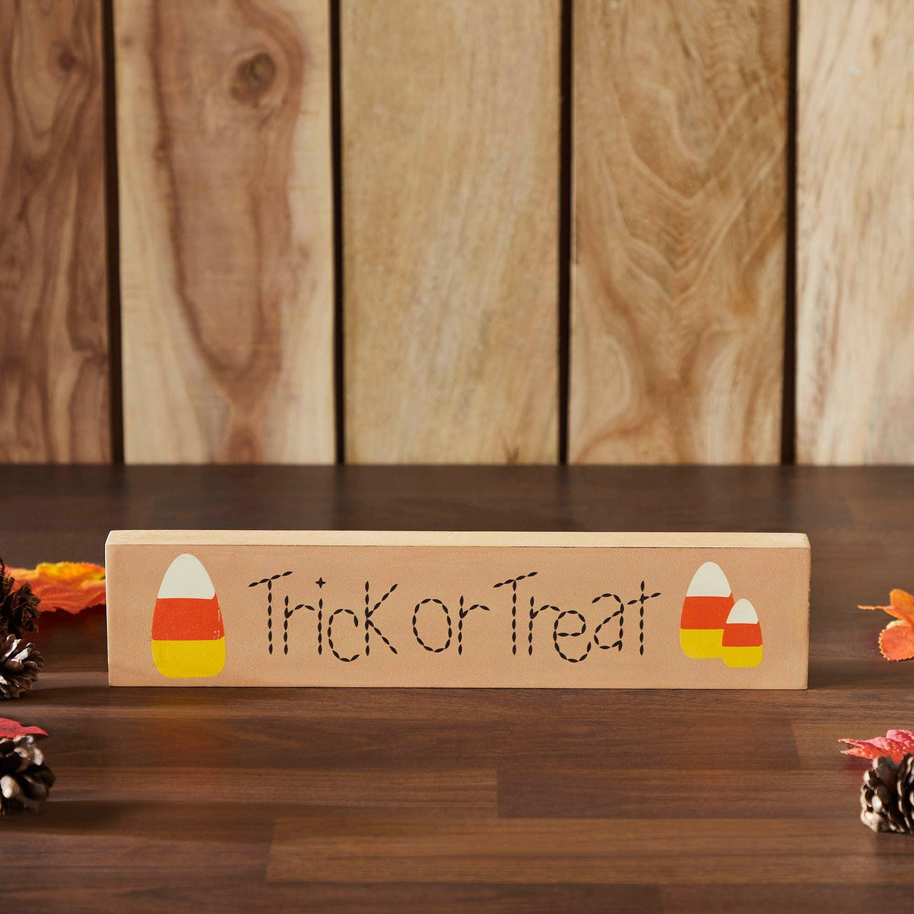 Trick Or Treat Candy Corn MDF Sign 2.75x13x1 - The Fox Decor