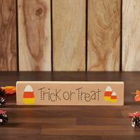 Trick Or Treat Candy Corn MDF Sign 2.75x13x1 - The Fox Decor