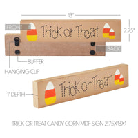 Trick Or Treat Candy Corn MDF Sign 2.75x13x1 - The Fox Decor