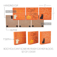 Thumbnail for Boo You Can't Scare Me Fraidy Cat MDF Blocks Set of 3 5x5x1 - The Fox Decor