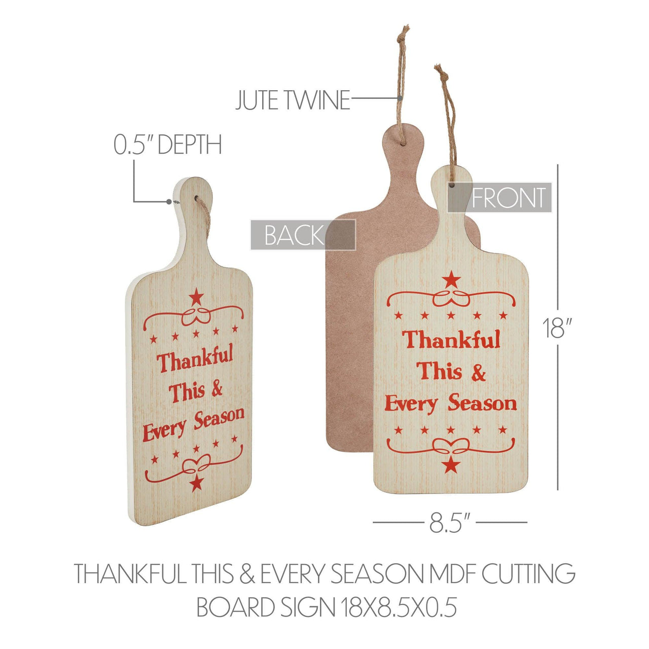 Thankful This & Every Season MDF Cutting Board Sign 18x8.5 - The Fox Decor