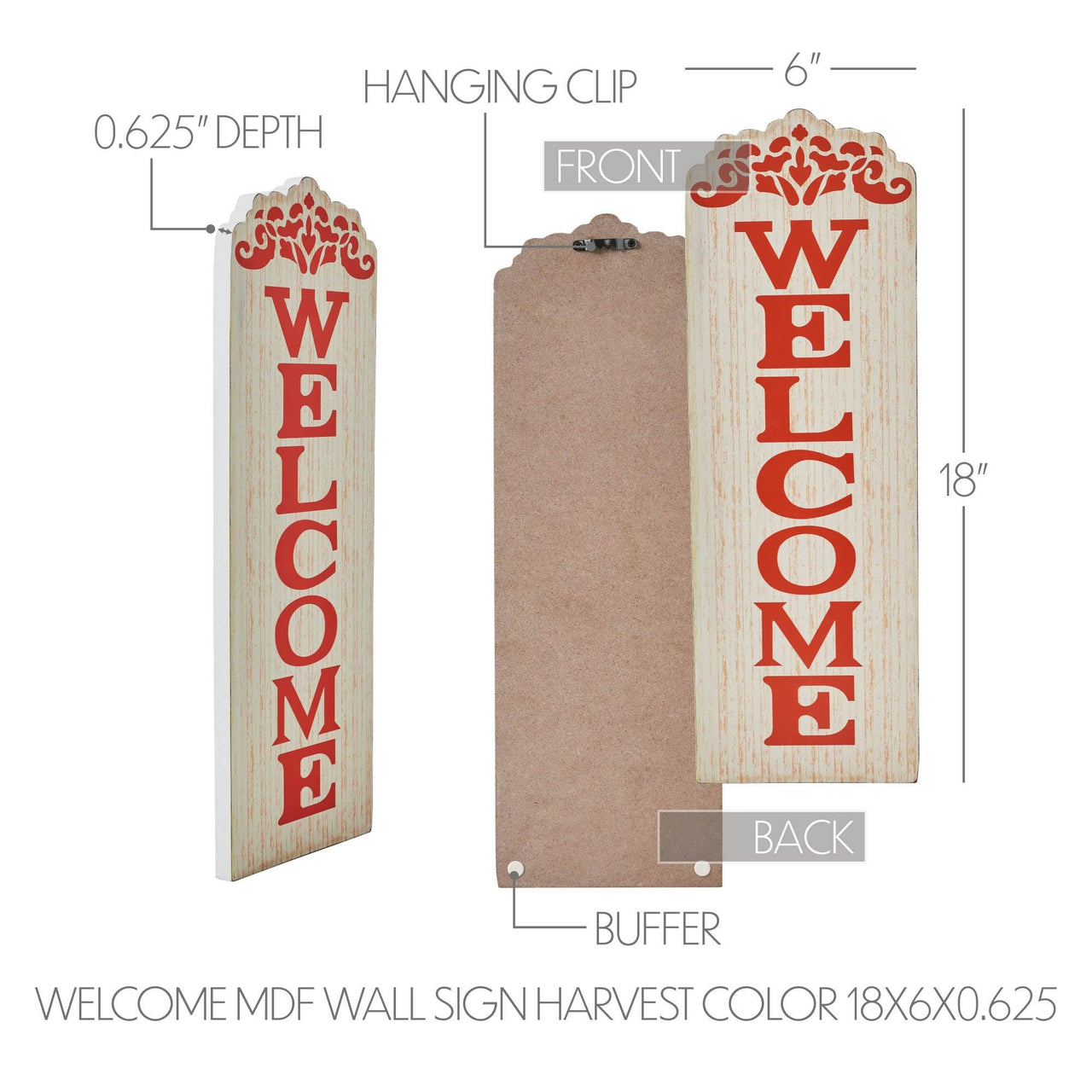 Welcome MDF Wall Sign Harvest Color 18x6 - The Fox Decor