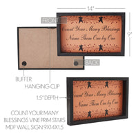 Thumbnail for Count Your Many Blessings Vine Prim Stars MDF Wall Sign 9x14x1.5 - The Fox Decor