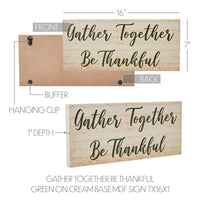 Gather Together Be Thankful Green on Cream Base MDF Sign 7x16 - The Fox Decor
