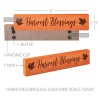 Thumbnail for Harvest Blessings Fall Leaves MDF Sign 2.75x13 - The Fox Decor