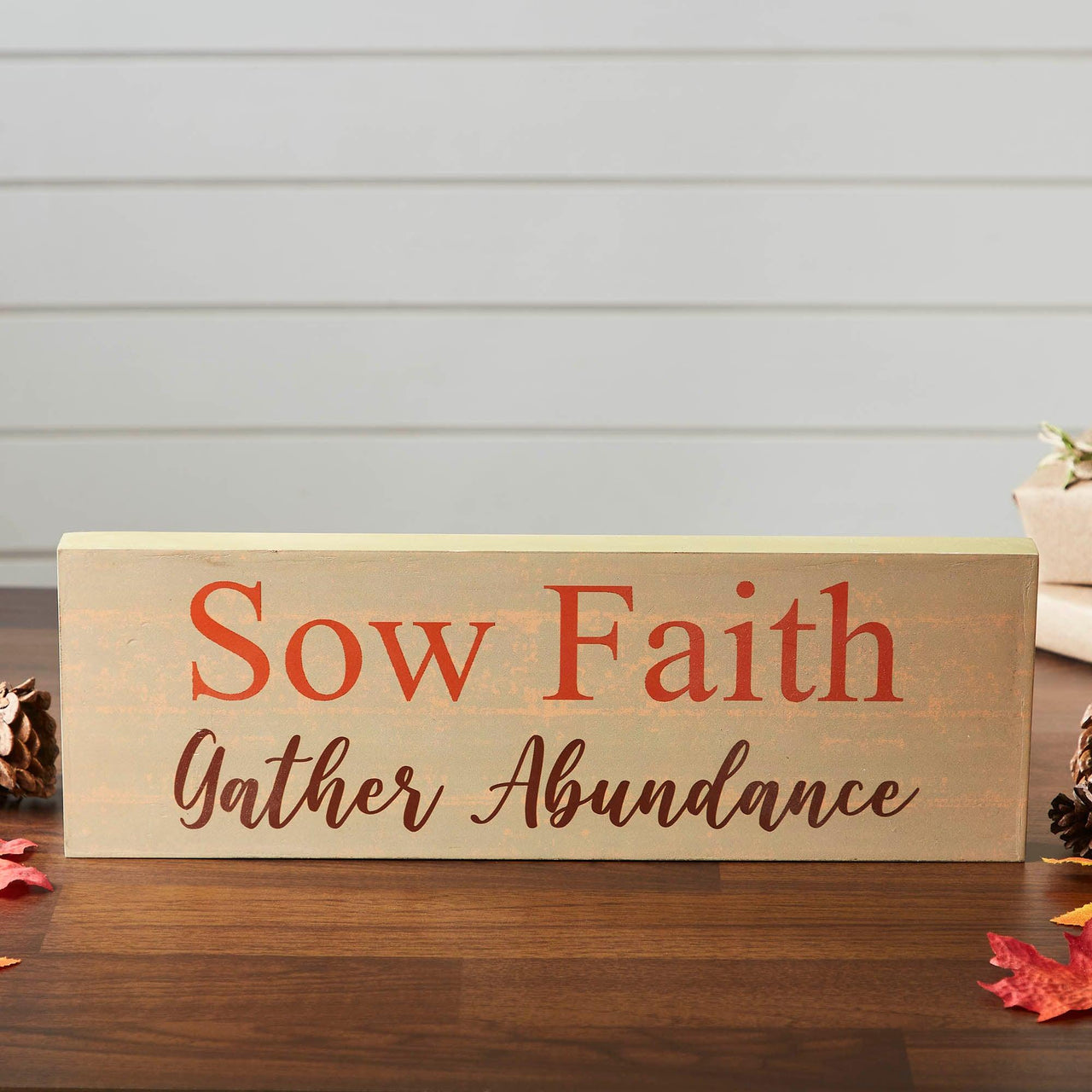 Sow Faith Gather Abundance Green Base MDF Sign 5x15 - The Fox Decor