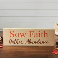 Sow Faith Gather Abundance Green Base MDF Sign 5x15 - The Fox Decor