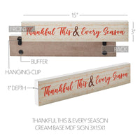 Thankful This & Every Season Cream Base MDF Sign 3x15 - The Fox Decor
