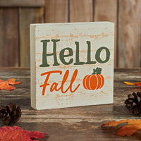 Hello Fall Pumpkin Cream Base MDF Sign 5x5 - The Fox Decor