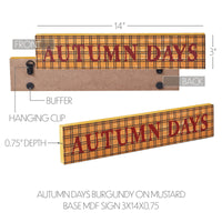 Thumbnail for Autumn Days Burgundy on Mustard Base MDF Sign 3x14 - The Fox Decor