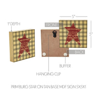 Prim Burg Star on Tan Base MDF Sign 5x5 - The Fox Decor