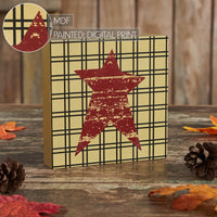 Prim Burg Star on Tan Base MDF Sign 5x5 - The Fox Decor
