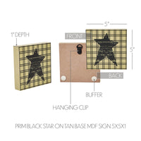 Prim Black Star on Tan Base MDF Sign 5x5 - The Fox Decor