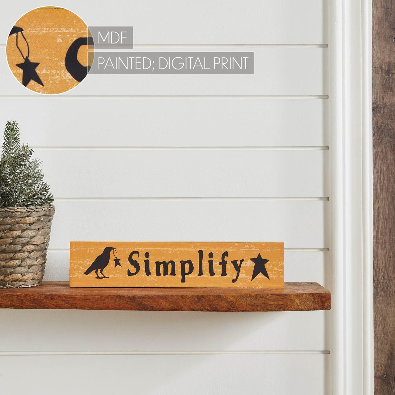 Simplify Prim Stars w/ Raven Mustard Base MDF Sign 2.75x13 - The Fox Decor