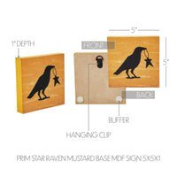 Prim Star Raven Mustard Base MDF Sign 5x5 - The Fox Decor
