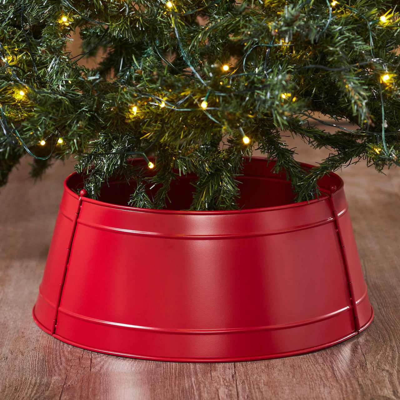 Christmas Tree Collar Metal Barn Red/Burgundy/Charcoal 8x20x20 VHC Brands - The Fox Decor