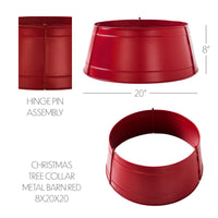 Thumbnail for Christmas Tree Collar Metal Barn Red/Burgundy/Charcoal 8x20x20 VHC Brands - The Fox Decor