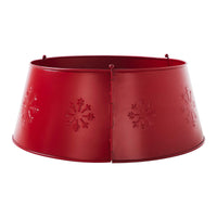 Snowflake Christmas Tree Collar Metal Barn Red 8x20x20 VHC Brands - The Fox Decor