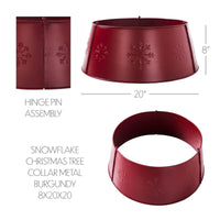 Thumbnail for Snowflake Christmas Tree Collar Metal Burgundy 8x20x20 VHC Brands - The Fox Decor