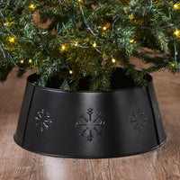 Snowflake Christmas Tree Collar Metal Charcoal 8x20x20 VHC Brands - The Fox Decor