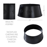 Snowflake Christmas Tree Collar Metal Charcoal 8x20x20 VHC Brands - The Fox Decor