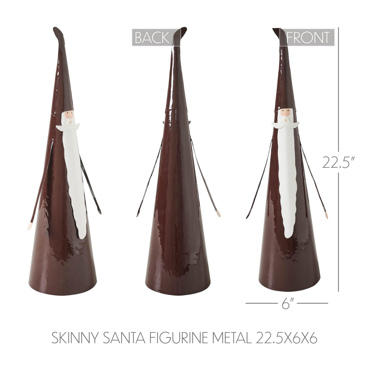Skinny Santa Figurine Metal 22.5x6x6 VHC Brands - The Fox Decor